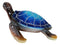 Nautical Ocean Blue Hues Giant Sea Turtle Swimming Figurine 9.5"Long Tortoise