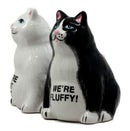 Ebros Black And White Cute Fluffy Cats Salt & Pepper Shakers Magnetic Set 3.25"H