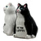 Ebros Black And White Cute Fluffy Cats Salt & Pepper Shakers Magnetic Set 3.25"H