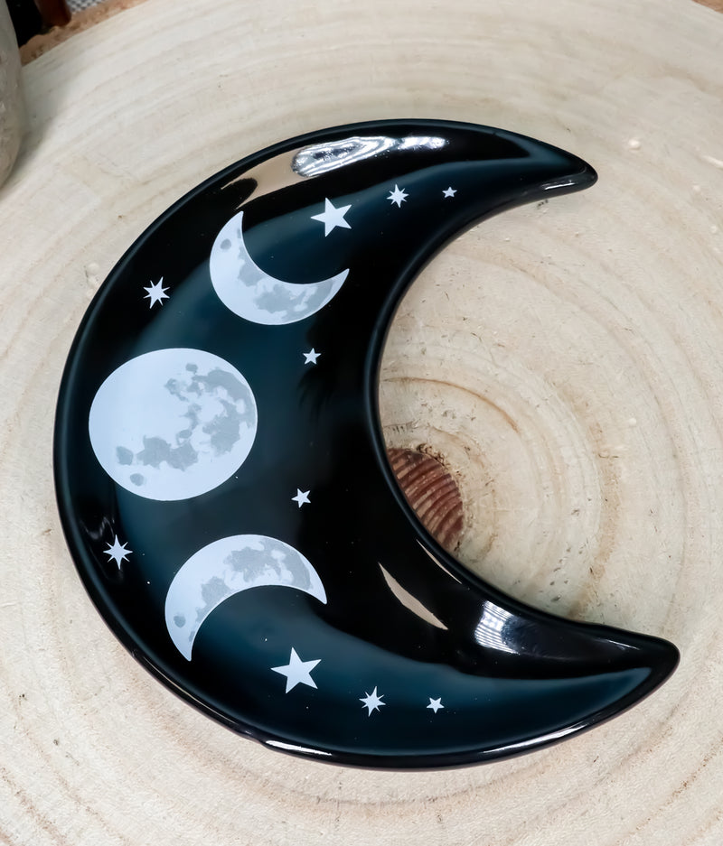 Wicca Occult Triple Moon Goddess Ceramic Trinket Jewelry Dish Or Appetizer Plate