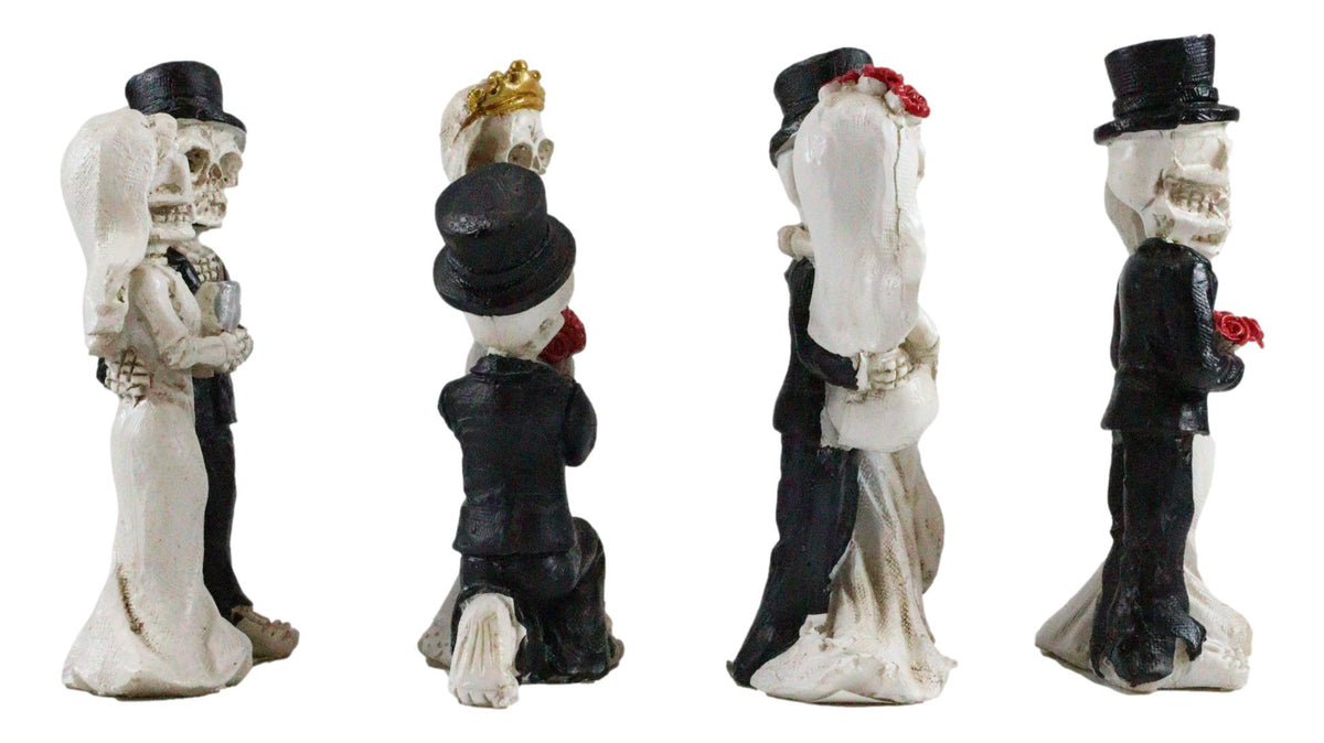 Ebros Love Never Dies Eternal Wedding Skeleton Couples in Tuxedo & Gown Mini Figurines