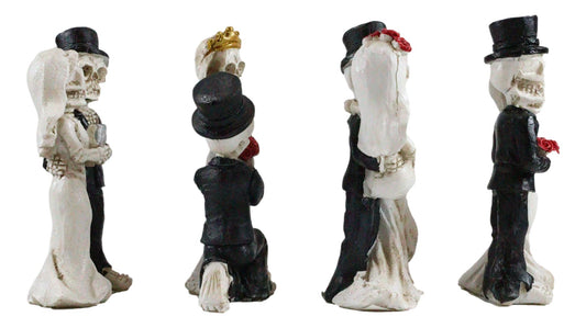 Ebros Love Never Dies Eternal Wedding Skeleton Couples in Tuxedo & Gown Mini Figurines
