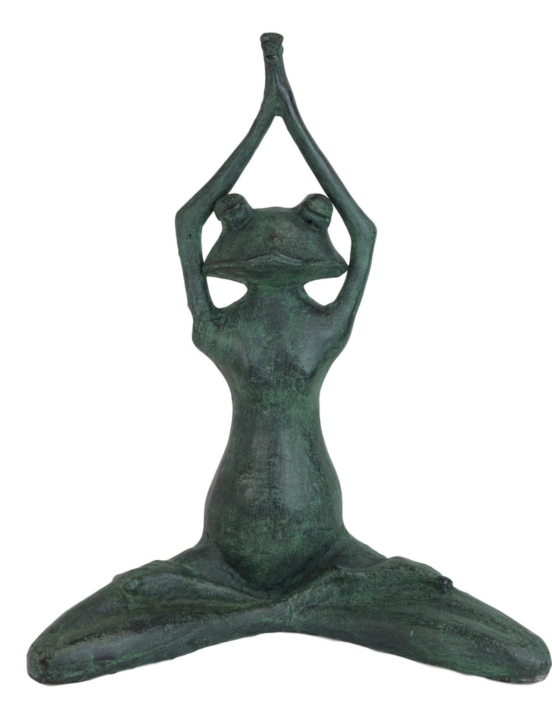 Large 16.5"H Aluminum Meditating Yoga Frog Toad Garden Patio Outdoor Statue