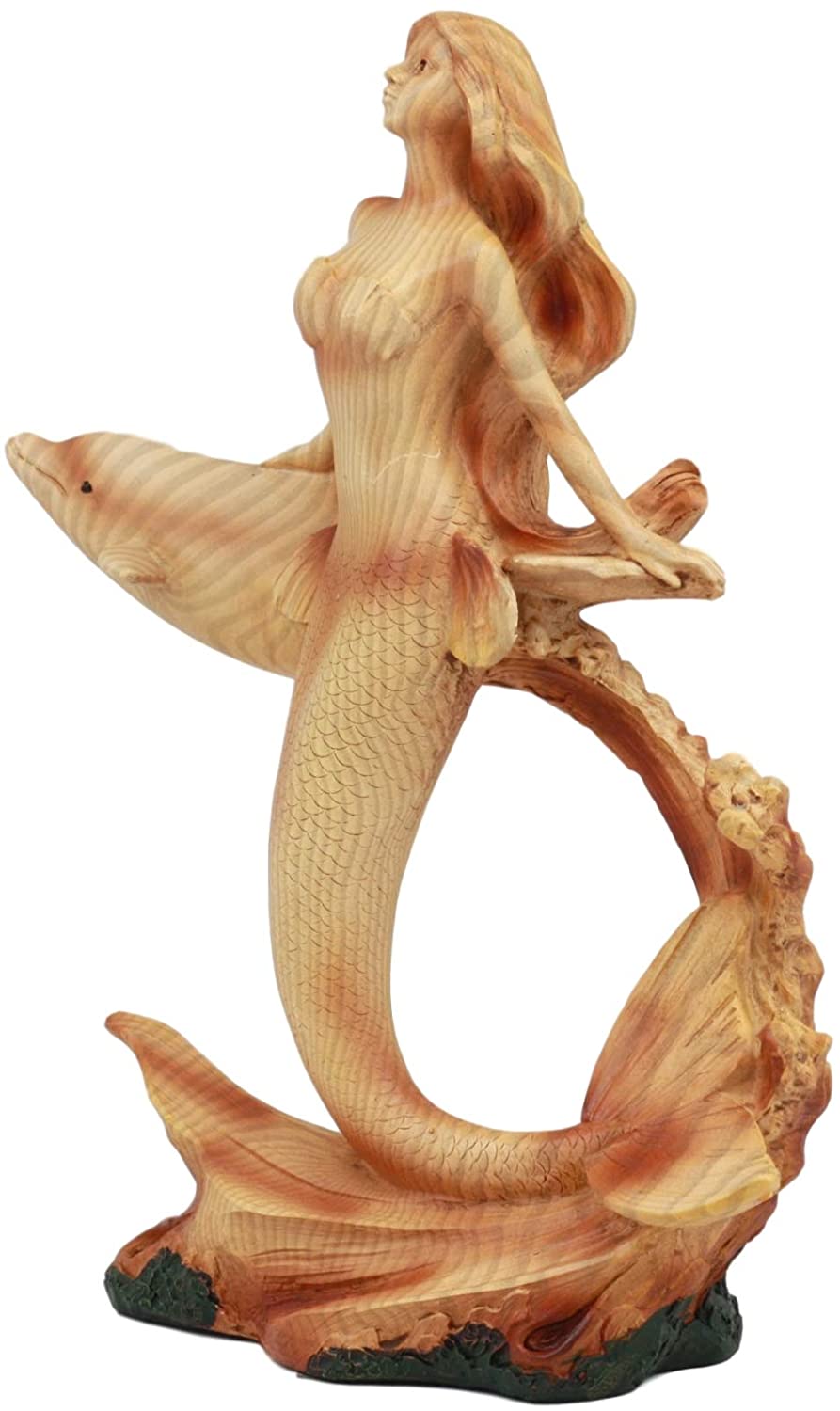 Ebros Nautical Ocean Marine Mermaid Princess with Dolphin Decor Statue 9" Tall