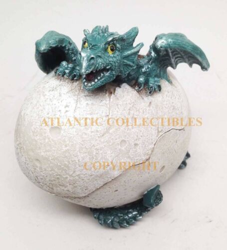 Ebros Fantasy Aqua Dragon Egg Hatchling Decorative Box Figurine 5" Long