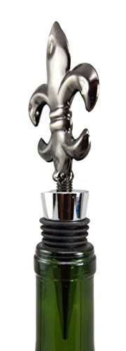 Ebros Gift Fleur De Lis Royal Emblem Kitchen Wine Bottle Topper Stopper Metal Rubber Cork Hosting Accessory