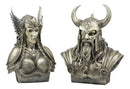 Ebros Norse Viking Mythology Chief God Odin and Goddess Valkyrie Busts Statue Set Poetic Edda Gods of Asgard Protectors of The Nine Realms