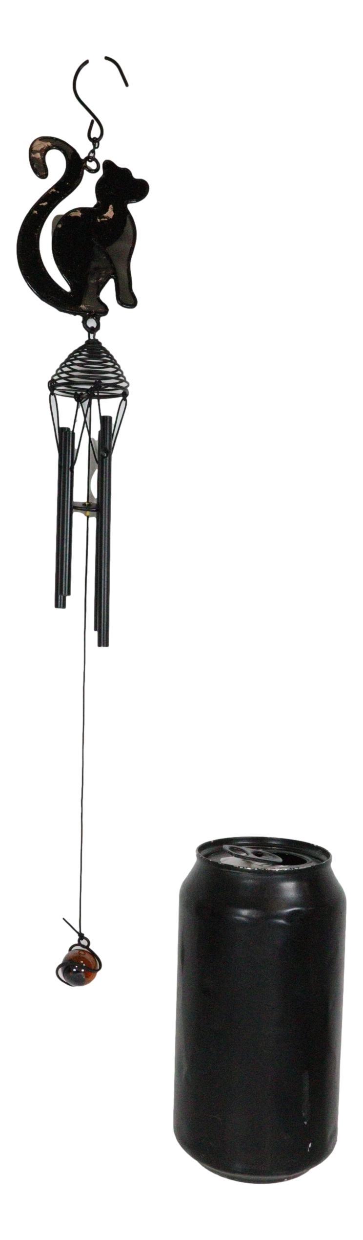 Wicca Witchcraft Black Cat Shadow Profile Stained Glass Wind Chime Suncatcher