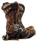Ebros Western Texas Star Cowboy Boot And Spur Wine Holder 9"H Wild West Decor
