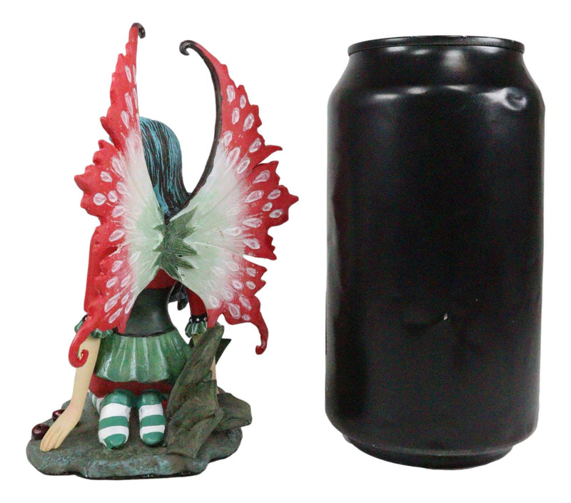 Ebros Amy Brown Christmas Red English Holly Berry Elf Fairy Figurine Holiday Fae Pixie