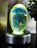 Ebros Nautical Glass Glow in The Dark Translucent Jellyfish With LED Base (Pink)