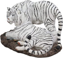 Ebros 10.25" Wide Embracing Albino Bengal White Tiger Couple Statue As Predator Forest Tigers Giant Cats Decorative Resin Collection Figurine Perfect for Shelves Desktops Decors - Ebros Gift