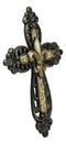 Ebros Gift Rustic Western Ornate Fleur De Lis Golden Tooled Wall Cross Decor Plaque Vintage Design Hanging Sculpture 12" High (Golden Fleur De Lis)
