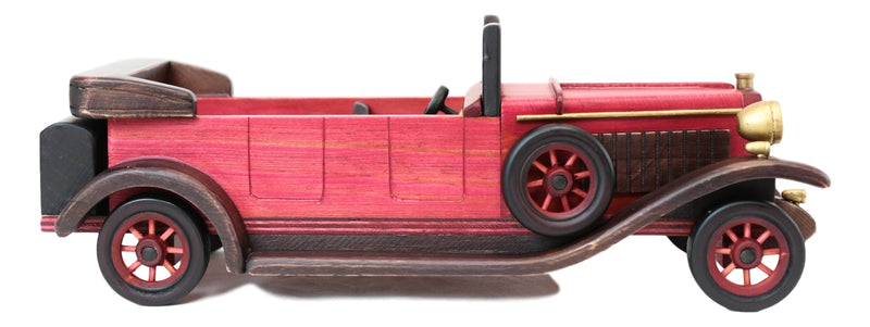 Hand Made Wood Retro Style Pink Cabriolet Convertible Car Wine Holder Figurine