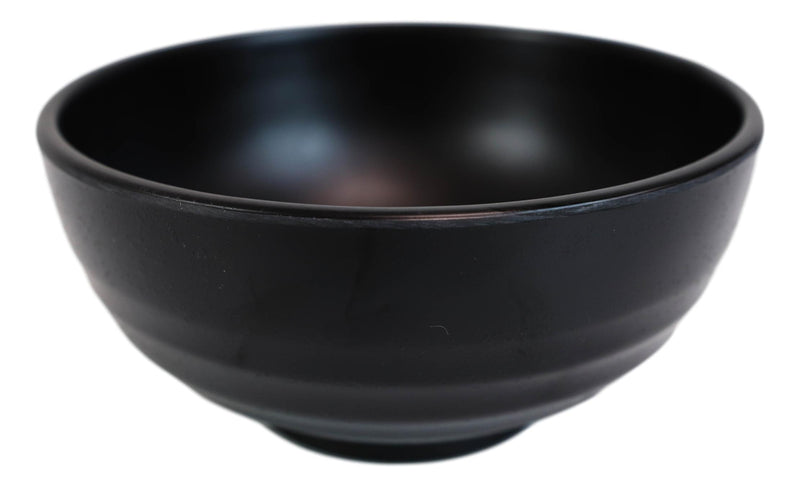 Contemporary Ridged 6.25"D Matte Black Melamine Salad Pasta Soup Bowls Pack Of 6