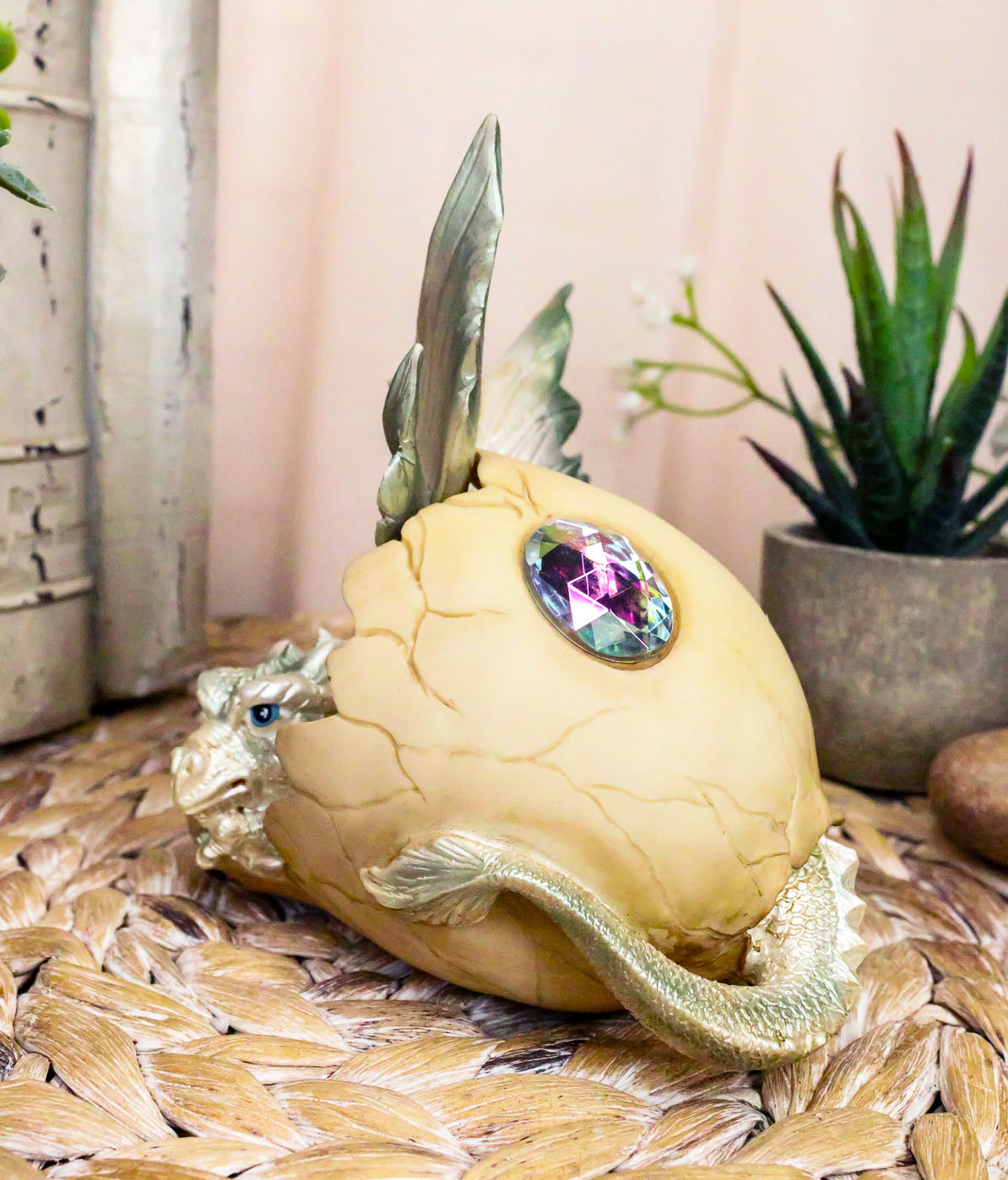 June Birthstone Dragon Egg Statue 5"Tall Alexandrite June Birthday Gem Dragon - Ebros Gift