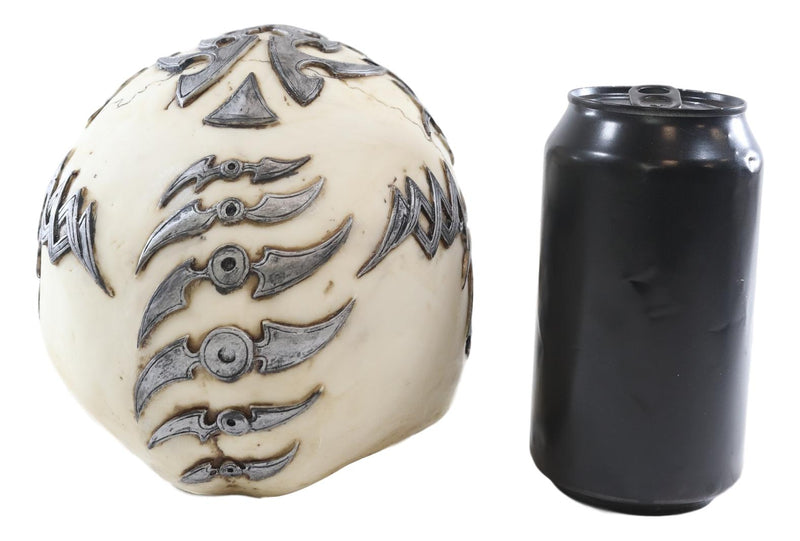Graveyard Celtic Silver Lining Tribal Tattoo Half Homosapien Skull Figurine