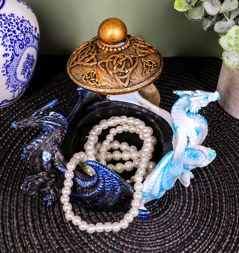 Ebros Gift Night And Day Contrasting Dual Dragons Decorative Trinket Jewelry Box