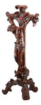 Faux Mahogany Wood Finish Large Jesus Christ Crucifix With Stand Statue 23"Tall
