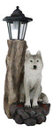 Woodlands Lone Gray Wolf Greetings Figurine Solar LED Light Lantern Welcome Lamp