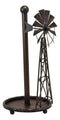 Ebros 14.5"Tall Rustic Country Farm Agricultural Windmill Outpost Paper Towel Holder Display Dispenser Stand Made Of Handcrafted Metal Western Kitchen Bathroom Home Decor In Aged Bronze Finish - Ebros Gift
