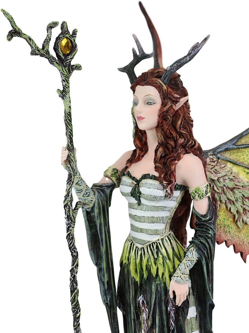 Ebros Greenwoman Dryad Fairy with Merlin's Staff Statue 19" Tall Amy Brown Fae