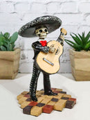 Black Mariachi Band Skeleton Folk Music Bass Player Figurine Day Of The Dead