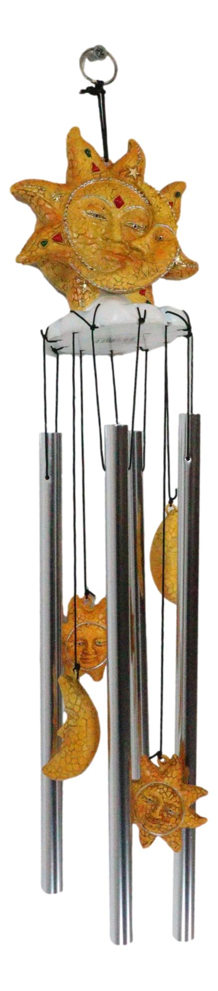 Mosaic Helios God Sun And Moon Face Harmony Wind Chime Mobil Patio Garden Decor