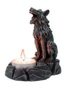 Wolf Tea Light Holder Statue Cold Cast Resin Figurine