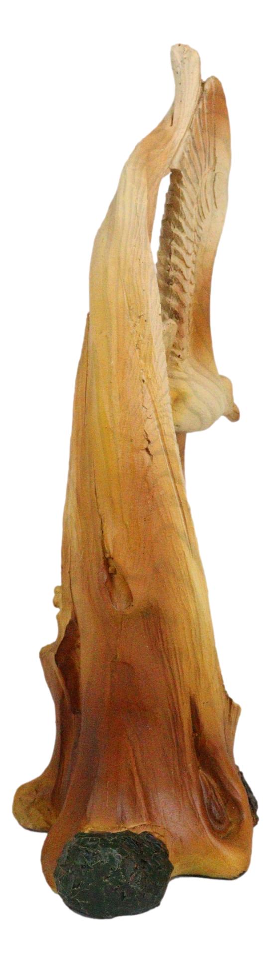 Lifelike Patriotic American Bald Eagle with Eaglets in Nest Faux Wood Figurine