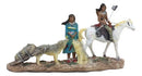 Indigenous Native American Indian Family With Horse And Wolves Migration Statue