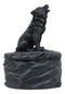 Ebros Gift Single Howling Gray Alpha Wolf Mini Rounded Jewelry Decorative Box Figurine As Decor of Timberwolves Wolves in Cries of The Night Moon Light Animal Totem Spirit Sculpture Accessory