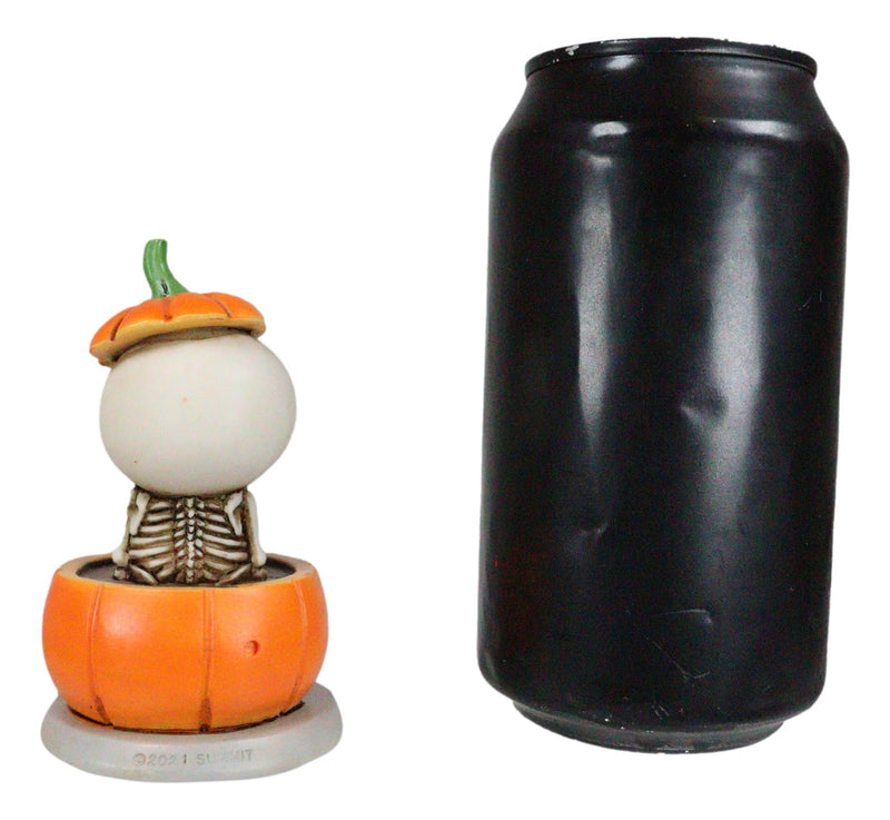 Lucky The Skeleton Jack O Lantern Bathing in Chocolate Soup Pumpkin Figurine