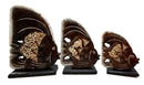 Balinese Wood Handicrafts Tribal Patterned Angel Fish Family Set of 3 Figurines
