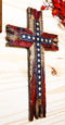 Rustic Western Stars USA Flag Patriotic American Faux Distressed Wood Wall Cross