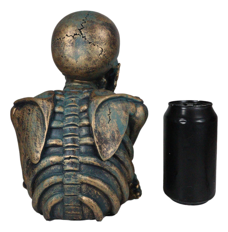 Eerie Daydreaming Thinker Skull Skeleton Bust with LED Night Light Ribs Figurine