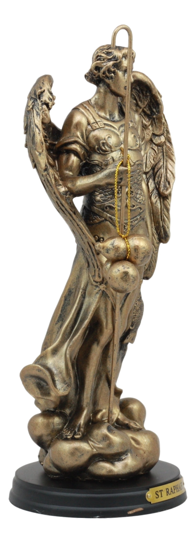 8.25"H Catholic Church Saint Archangel Raphael With Staff & Healing Oil Figurine