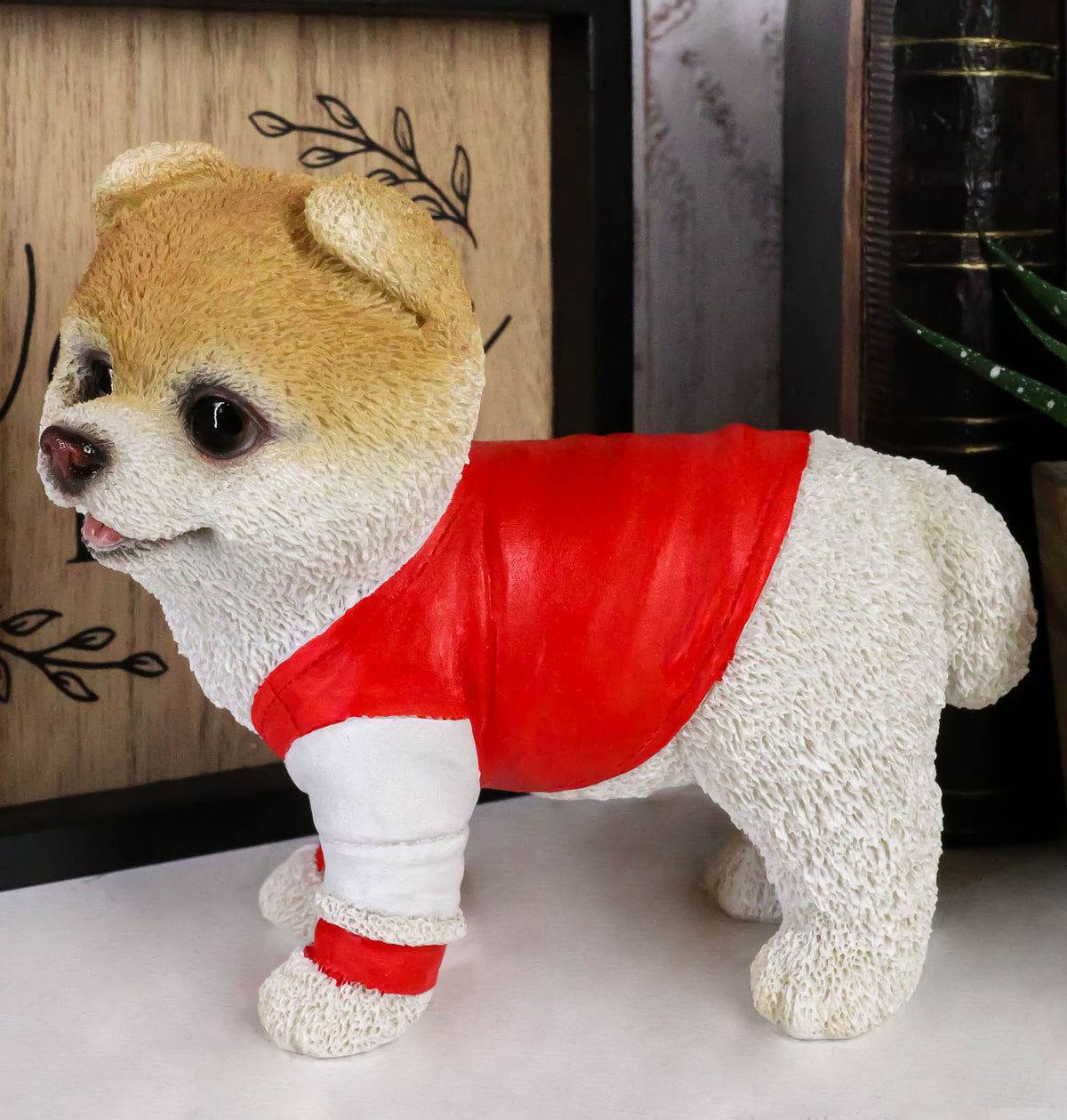 Ebros Gym Bro Boo The World's Cutest Pomeranian Dog Statue Pet Pal Dogs Collectible Breed Pomeranians Memorial Collectible Resin Decor Figurine with Glass Eyes Official Licensed Sculpture - Ebros Gift