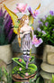 Beautiful Tropical Purple Orchid Blossoms Elf Magic Fairy With Ladybug Figurine