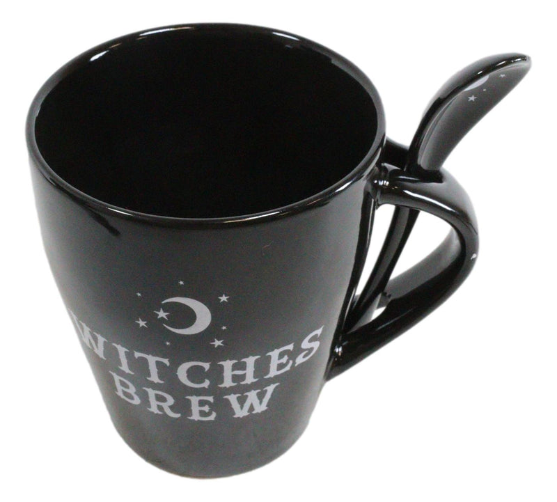Witchcraft Wicca Witches Brew Crescent Moon And Stars Coffee Mug And Spoon Set