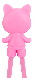 Pink Ribbon Miss Piggy Pig Reusable Training Chopsticks Set With Silicone Helper