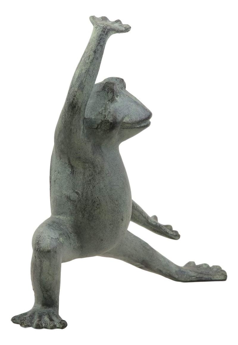 Ebros Gift Verdi Green Aluminum Metal Whimsical Tai Chi Kung Fu Frog Garden Statue Zen Feng Shui Martial Arts Frogs Home Garden Patio Pool Decorative Sculpture (Crouching Stance)