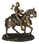 Medieval Suit Of Armor Knight With Large Shield And Axe On Horse Figurine