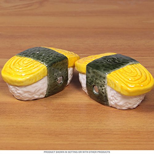 Ebros Japanese Egg Tamago Sushi Magnetic Ceramic Salt Pepper Shaker Set