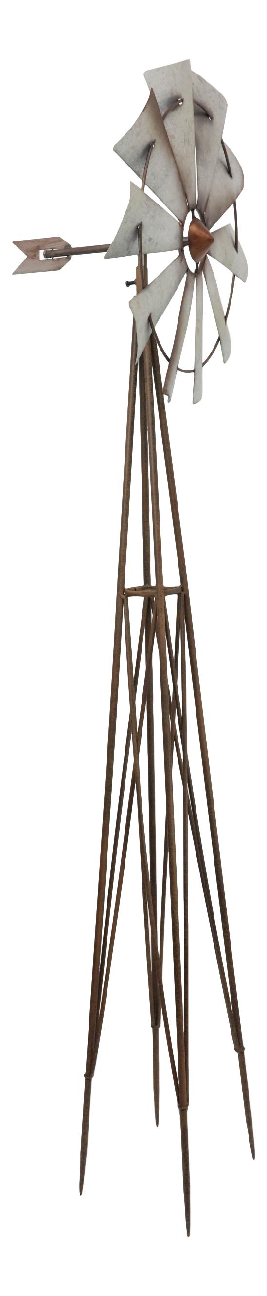 81"H Oversized Rustic Western Country Farm Windmill Outpost Galvanized Metal
