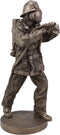 Heroic Fireman Fire Fighter In Full Turnout Gear Attire Carrying Hose Statue