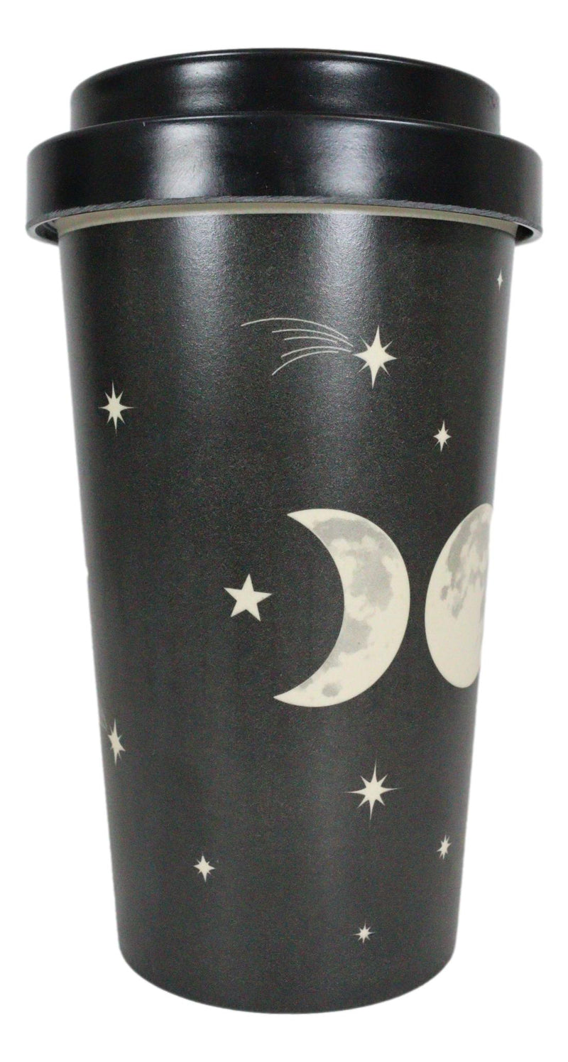 Triple Moon Waxing Full Waning Moons Bamboo Travel Mug Cup With Lid And Sleeve
