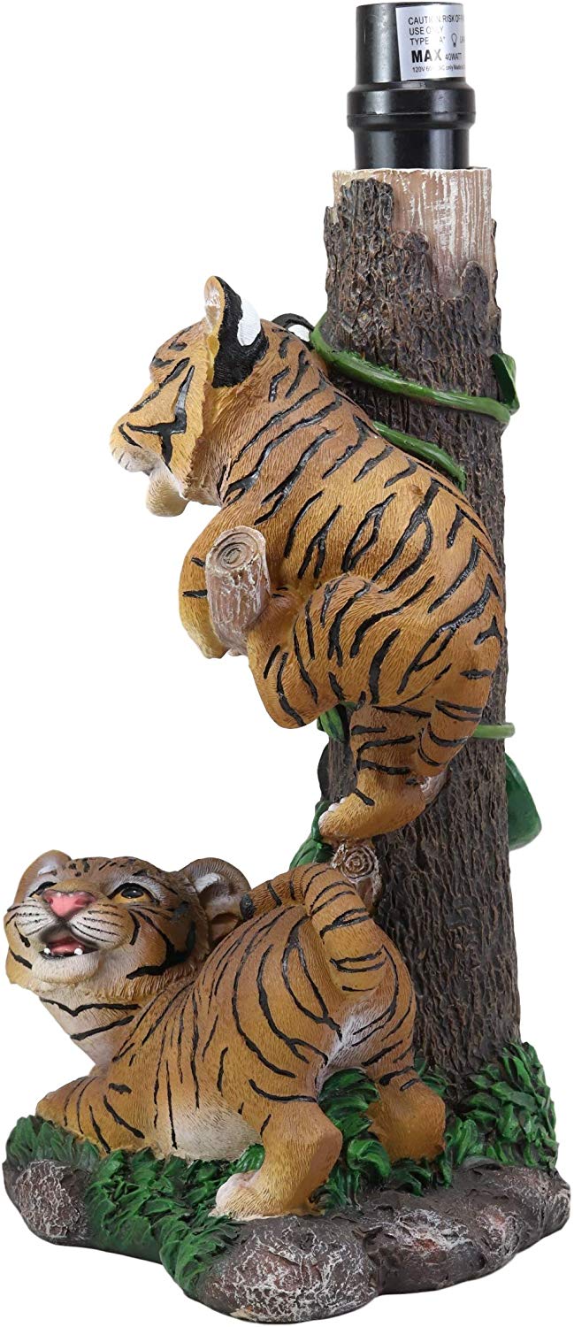 Ebros Jungle Frolic Climbing Orange Bengal Tiger Cubs Table Lamp Statue And Shade 19"H