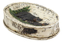 Ebros Rustic Black Bear in Pine Tree Bathroom Bar Soap Dish W/ Birch Wood Finish