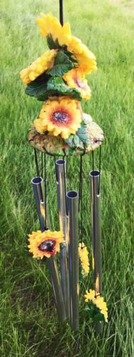 Ebros Spring Sunflowers Bloom Resonant Relaxing Wind Chime Patio Garden - Ebros Gift